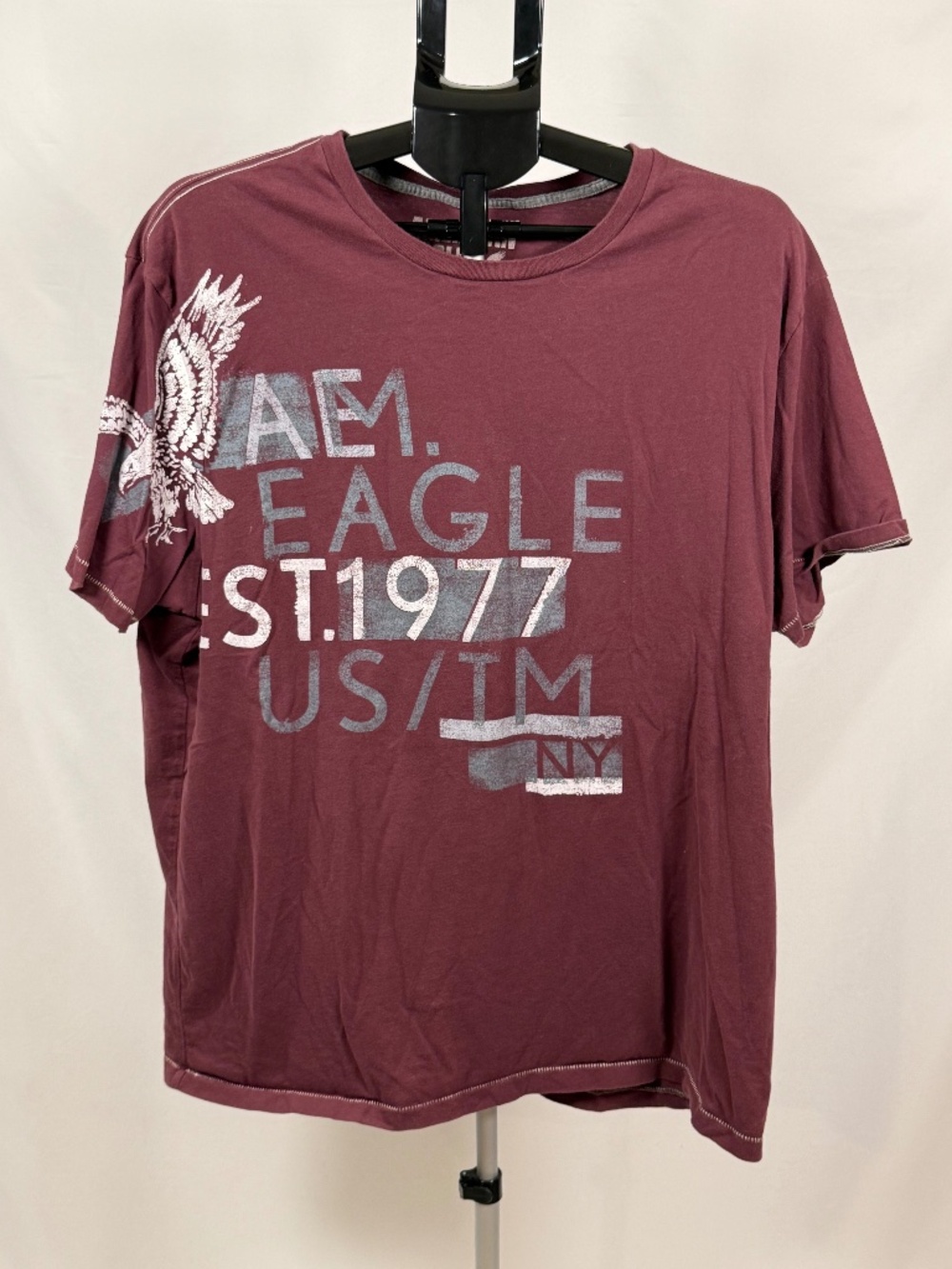 Y2K American Eagle Burgundy Eagle Graphic Tee XXL Vintage Fit